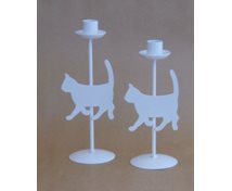 CANDLEHOLDER CAT WHITE