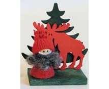 TOMTE RÖD M.ÄLG/GRAN 10CM