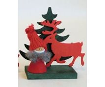 TOMTE RÖD M.REN/GRAN 10CM