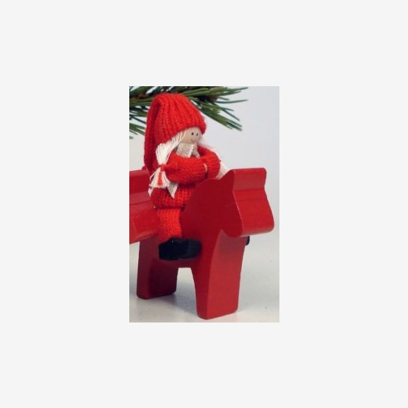 SANTAGIRL ON HORSE 8CM RED