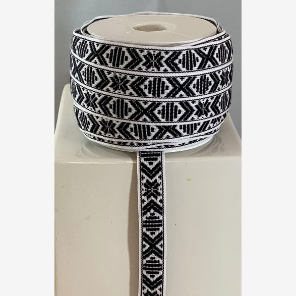 RIBBON 15MM BLACKWHITE