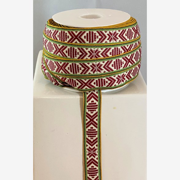 RIBBON 15MM LEKSAND BURG/WHITE