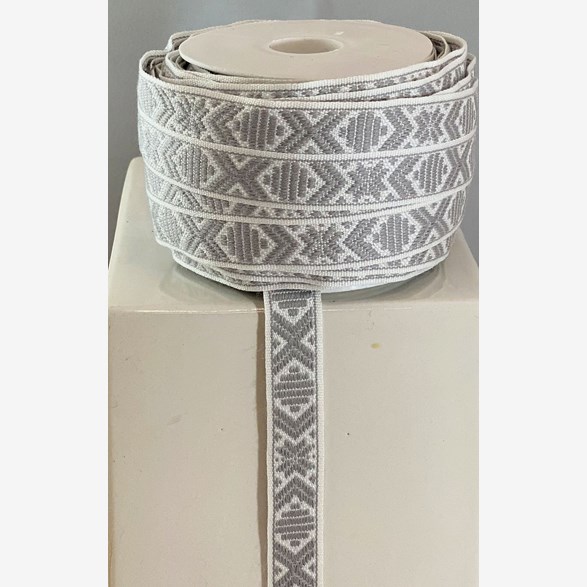 RIBBON 15MM GREYWHITE