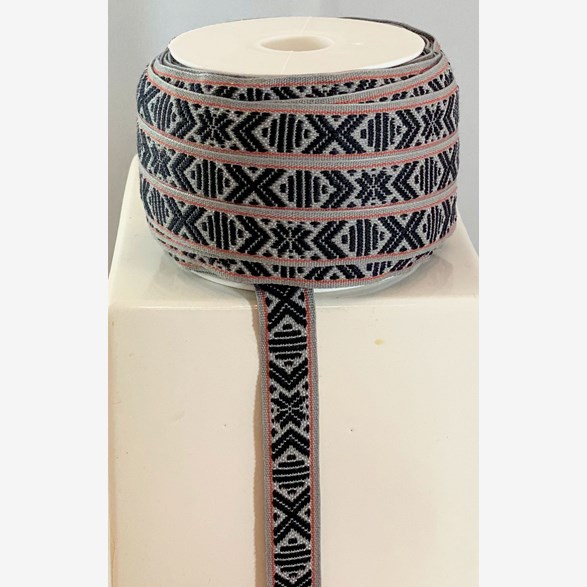 RIBBON 15MM BLACKGREYRED 25m/roll