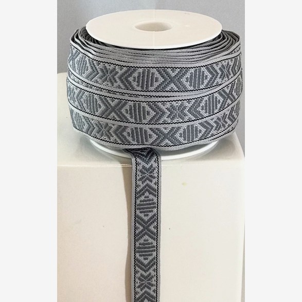 RIBBON 15MM GREY/LIGHTGREY 25M/ROLL