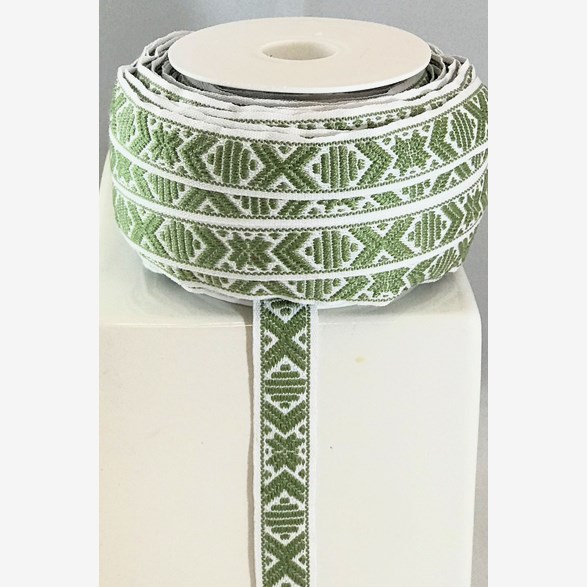 RIBBON 15MM GREENWHITE 25m/roll
