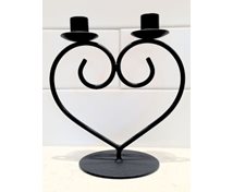 2 CANDLEHOLDER HEART 21CM BLACK