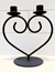 2 CANDLEHOLDER HEART 21CM BLACK