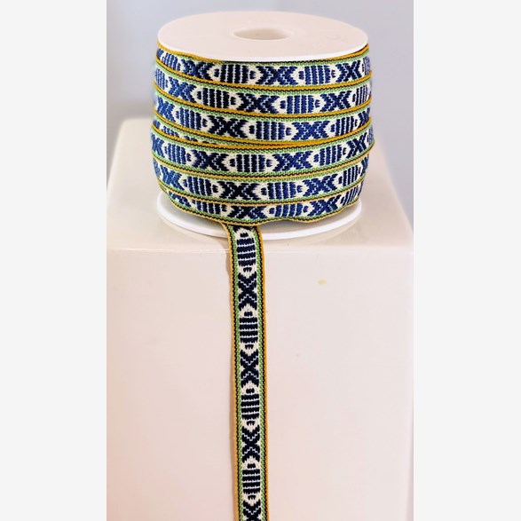 RIBBON 9MM DARKBLUEWHITEYELLOW 25M/roll