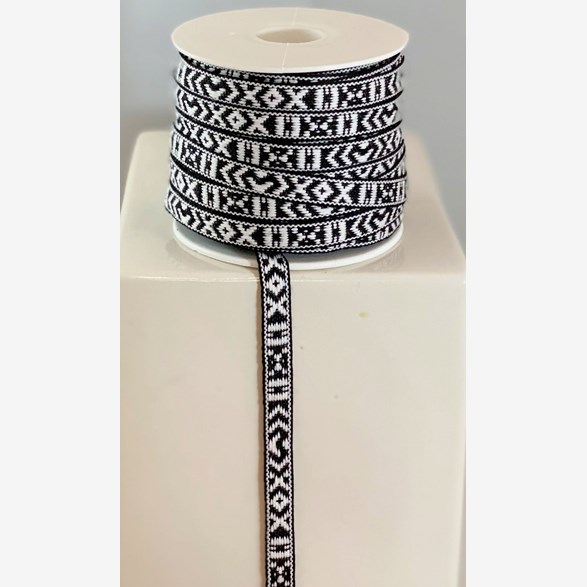 RIBBON 10MM WHITEBLACK