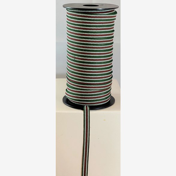 RIBBON 7MM GREENWHITERED