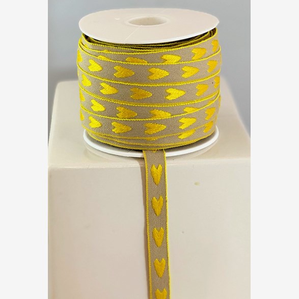 RIBBON 12  NAT/YELLOW HEART
