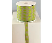 BAND 12MM OBL/L.GRÖNT HJÄRTA  25m/rulle