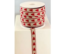 RIBBON 12MM NAT/RED HEART
