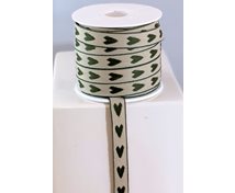 RIBBON 12MM HEARTS GREEN/NAT