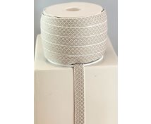 RIBBON 12MM BEIGEWHITE GOOSEEYE