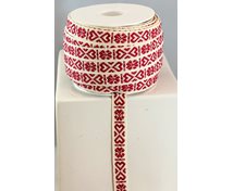 RIBBON 11MM REDWHITE HEART
