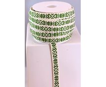 RIBBON 11MM HEART GREEN/WHITE