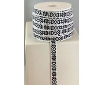 RIBBON 11MM HEART BLACK/WHITE