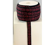 RIBBON 11MM HEART REDBLACK