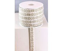 RIBBON 11MM HEART BEIGEWHITE