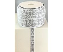 RIBBON 11MM HEART GREYWHITE 25m/roll
