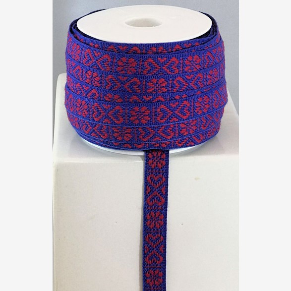 RIBBON 11MM HEART REDBLUE 25m/roll