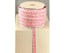 RIBBON 11MM HEART PINKWHITE 25m/roll