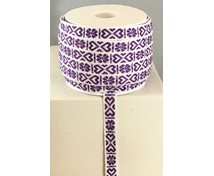 RIBBON 11MM HEART PURPLEWHITE 25m/ROLL