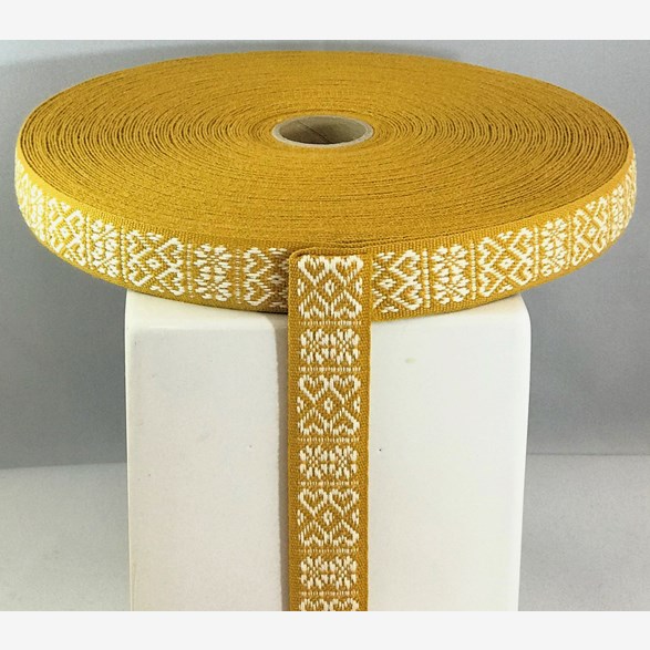 RIBBON 20MM 2 HEARTS WHITELIONYELLOW 25m/roll