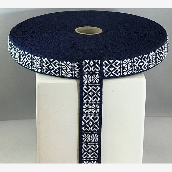RIBBON 20MM 2 HEARTS BLUEWHITE 25m/roll