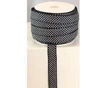 BAND 12MM RUTIGT VIT/SVART 25m/rulle