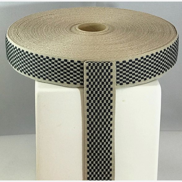 RIBBON 25MM SQUARE NAT/BLACK