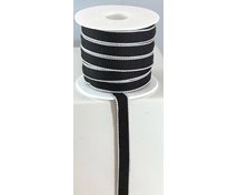 BAND 10MM SVART/VIT RAND 25m/rulle