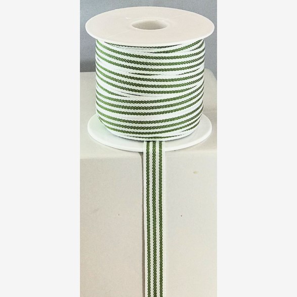 BAND 12MM LÅNGRAND GRÖNVIT 25m/rulle