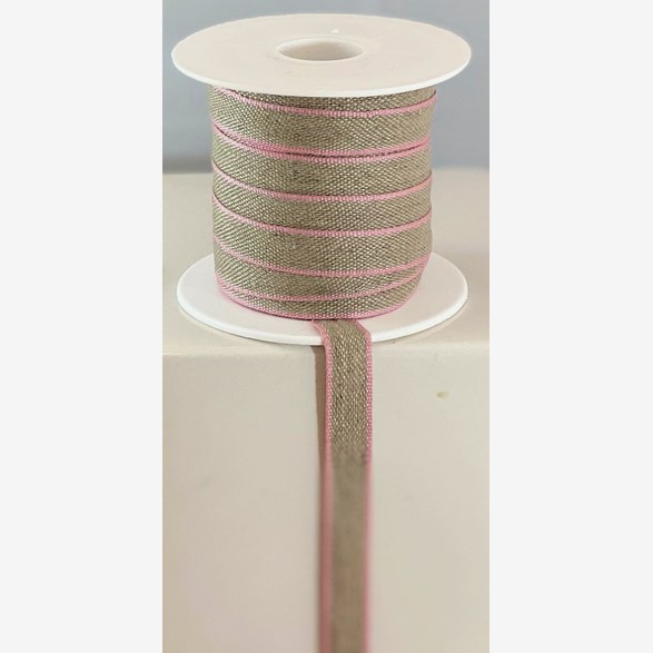 LIN/BOM.BAND 11MM LINF/ROSA 25m/rulle