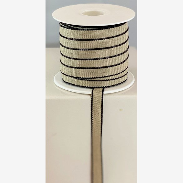 LIN/BOM.BAND 11MM LINF./SVART 25m/rulle