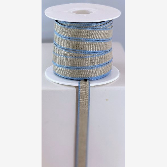 RIBBON LINNEN 11MM NAT/L.BLUE