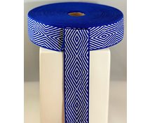 LINNEN/COT.RIBBON 40MM  BLUEWHITE GOOSEEYE
