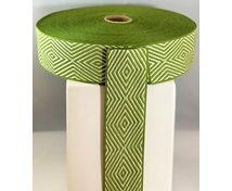 LINNEN/COT.RIBBON 40MM  GREENWHITE GOOSEEYE