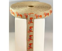 BAND 22MM RÖD DALAHÄST BEIGE BOTTEN 25m/rulle