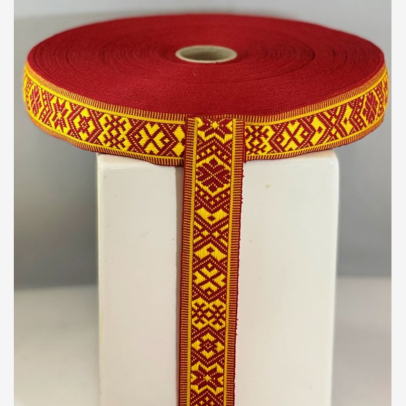 RIBBON 22MM FOLKL.YELLOWRED