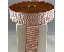 LINNEN/COT.RIBBON 40MM POWDERPINKWHITE GOOSEEYE 25m/roll