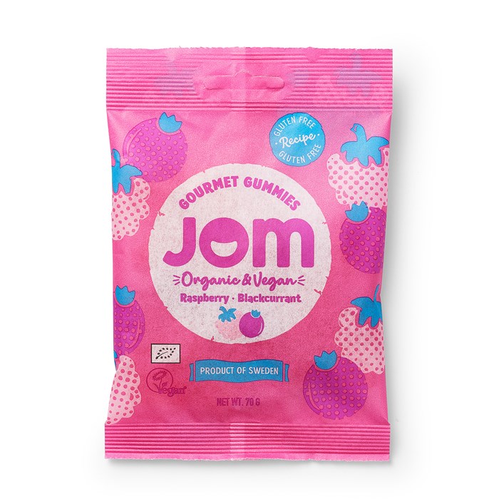 JOM Organic Candy Gelégodis Raspberry & Blackcurrant, 70 g