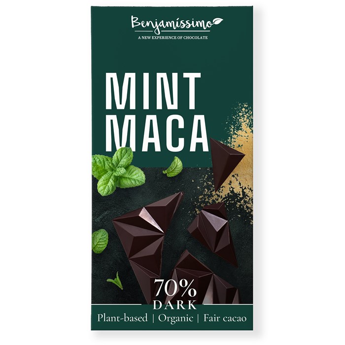 Benjamissimo Mörk Choklad med Mint & Maca, 60 g