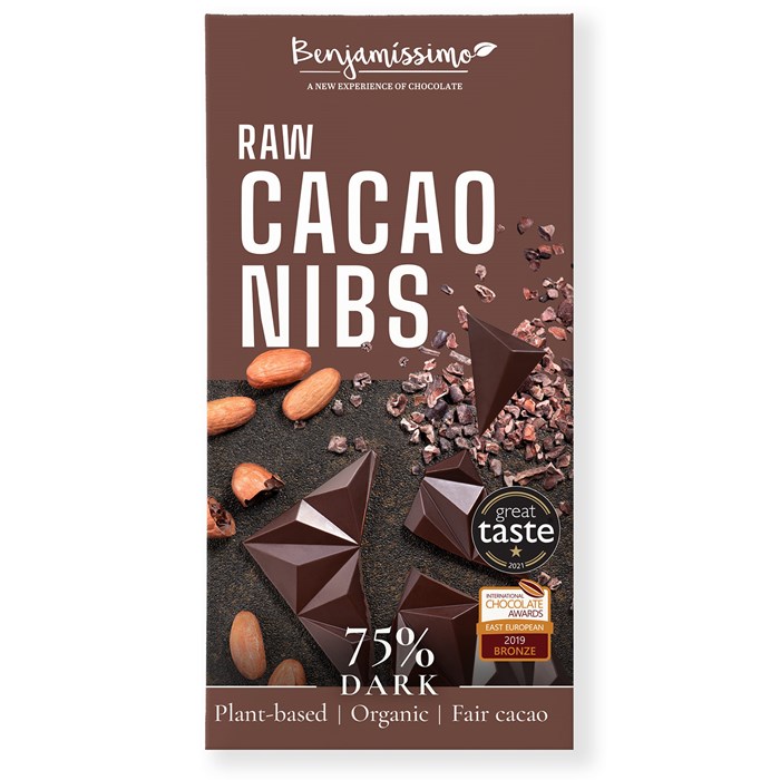 Benjamissimo Mörk Choklad 75% med Kakaonibs, 60 g