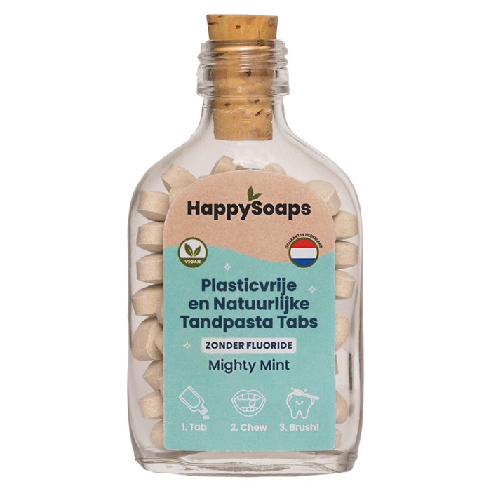 HappySoaps Toothpaste Tabs Mighty Mint - Utan fluorid, 62 st