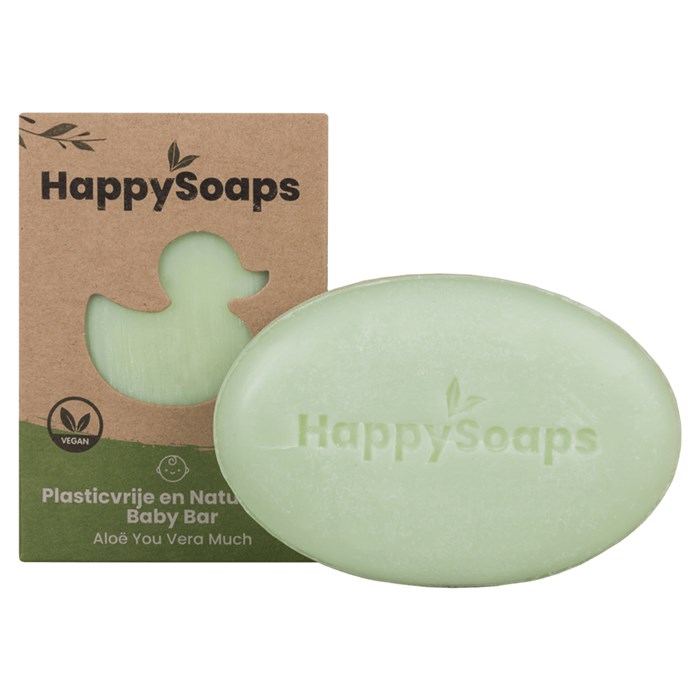 HappySoaps Baby Shampoo & Body Wash Bar - Aloe You Vera Much, 80 g