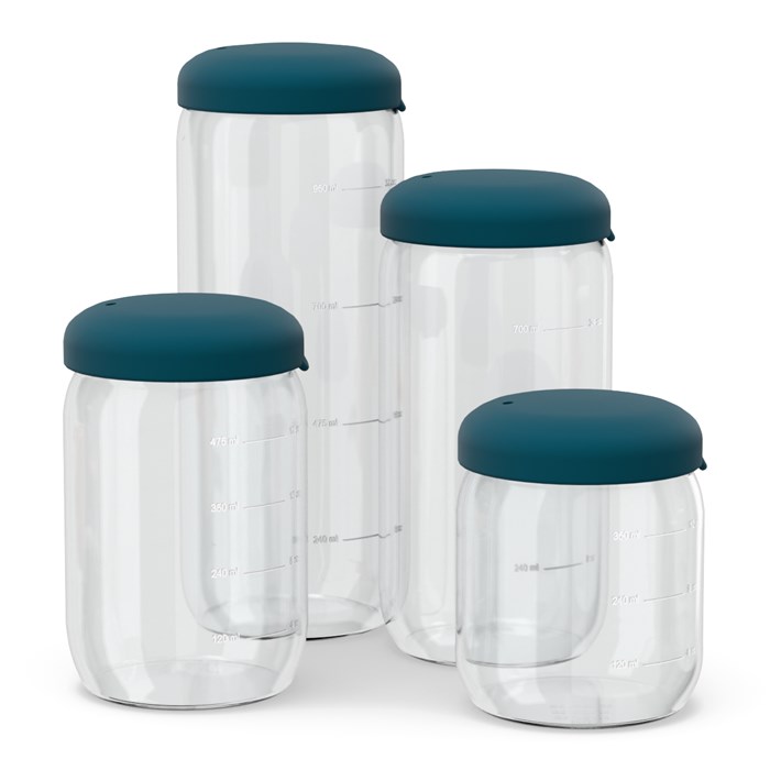 Ekobo Glasburk med silikonlock - Blue Abyss