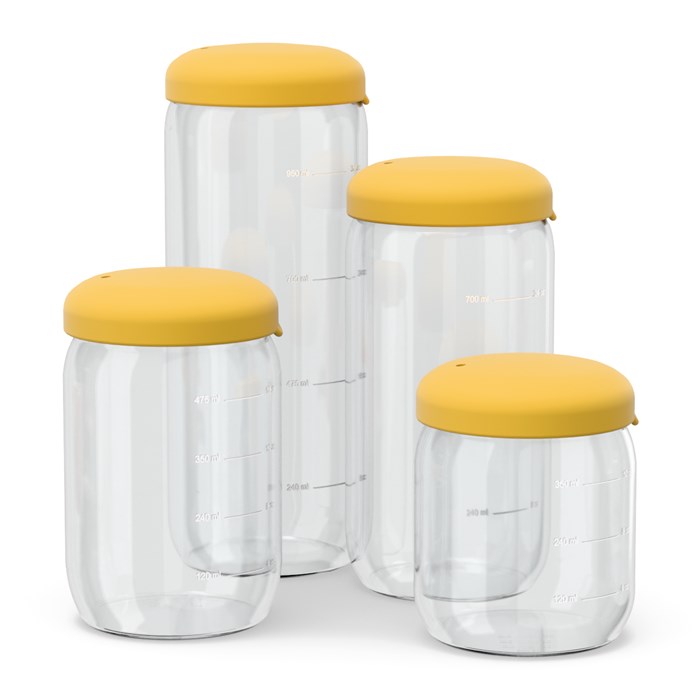 Ekobo Glasburk med silikonlock - Mimosa